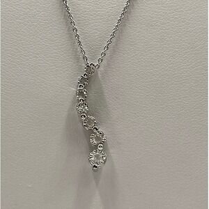 Marsala Sterling Sterling Curved Wavy 7 Stone Diamond Journey Pendant Necklace